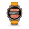 Ceas GARMIN fēnix 8 – 47mm, AMOLED Sapphire, Titan, curea din silicon Spark Orange/Graphite