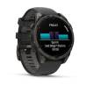 Ceas GARMIN fēnix 8 – 47mm, AMOLED Sapphire, Titan DLC gri carbon, curea din silicon neagră/Pebble Grey