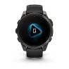 Ceas GARMIN fēnix 8 – 47mm, AMOLED Sapphire, Titan DLC gri carbon, curea din silicon neagră/Pebble Grey