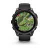 Ceas GARMIN fēnix 8 – 47mm, AMOLED Sapphire, Titan DLC gri carbon, curea din silicon neagră/Pebble Grey