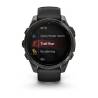 Ceas GARMIN fēnix 8 – 47mm, AMOLED Sapphire, Titan DLC gri carbon, curea din silicon neagră/Pebble Grey