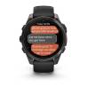 Ceas GARMIN fēnix 8 – 47mm, AMOLED Sapphire, Titan DLC gri carbon, curea din silicon neagră/Pebble Grey