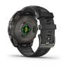 Ceas GARMIN fēnix 8 – 47mm, AMOLED Sapphire, Titan DLC gri carbon, curea din silicon neagră/Pebble Grey