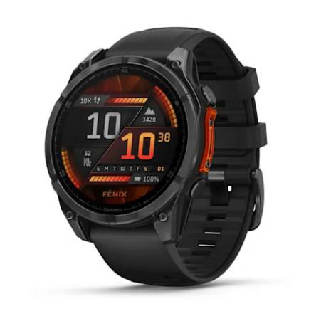 Ceas GARMIN fēnix 8 – 47mm, AMOLED Slate grey, curea din silicon negru