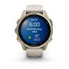 Ceas GARMIN fēnix 8 – 43mm, AMOLED Sapphire, Soft Gold, curea din silicon Fog Grey/Dark Sandstone