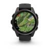 Ceas GARMIN fēnix 8 – 43mm, AMOLED Sapphire, Titan DLC gri carbon cu curea din silicon neagră/Pebble Grey