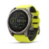 Ceas GARMIN fēnix 8 - 51mm Solar, Sapphire, Titan cu curea din silicon Amp Yellow/Graphite