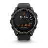 Ceas GARMIN fēnix 8 – 51mm, Solar, Sapphire, Titan DLC gri carbon cu curea din silicon neagră/Pebble Grey