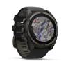 Ceas GARMIN fēnix 8 – 51mm, Solar, Sapphire, Titan DLC gri carbon cu curea din silicon neagră/Pebble Grey