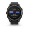 Ceas GARMIN fēnix 8 – 51mm, Solar, Sapphire, Titan DLC gri carbon cu curea din silicon neagră/Pebble Grey