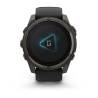 Ceas GARMIN fēnix 8 – 51mm, Solar, Sapphire, Titan DLC gri carbon cu curea din silicon neagră/Pebble Grey