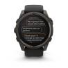 Ceas GARMIN fēnix 8 – 51mm, Solar, Sapphire, Titan DLC gri carbon cu curea din silicon neagră/Pebble Grey