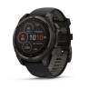 Ceas GARMIN fēnix 8 – 47mm, Solar, Sapphire, Titan DLC gri carbon cu curea din silicon neagră/Pebble Grey