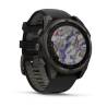 Ceas GARMIN fēnix 8 – 47mm, Solar, Sapphire, Titan DLC gri carbon cu curea din silicon neagră/Pebble Grey