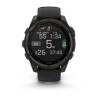 Ceas GARMIN fēnix 8 – 47mm, Solar, Sapphire, Titan DLC gri carbon cu curea din silicon neagră/Pebble Grey