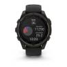 Ceas GARMIN fēnix 8 – 47mm, Solar, Sapphire, Titan DLC gri carbon cu curea din silicon neagră/Pebble Grey