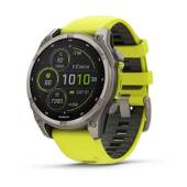 Ceas GARMIN fēnix 8 – 47mm, Solar, Sapphire, Titan, curea silicon Amp Yellow/Graphite