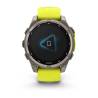 Ceas GARMIN fēnix 8 – 47mm, Solar, Sapphire, Titan, curea silicon Amp Yellow/Graphite