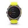 Ceas GARMIN fēnix 8 – 47mm, Solar, Sapphire, Titan, curea silicon Amp Yellow/Graphite