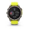 Ceas GARMIN fēnix 8 – 47mm, Solar, Sapphire, Titan, curea silicon Amp Yellow/Graphite