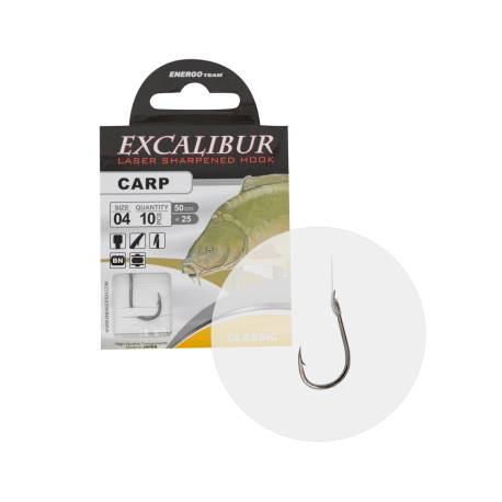 Carlige legate EXCALIBUR CARP CLASSIC, BN Nr.6, 50cm, 10buc/plic