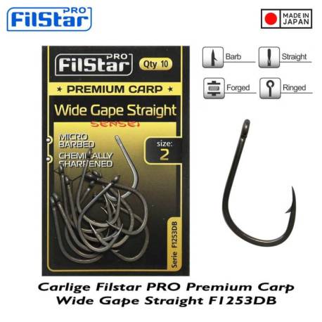 Carlige FILSTAR PRO Premium Crap Wide Gape Straight F1253DB, nr.2, 10buc/plic