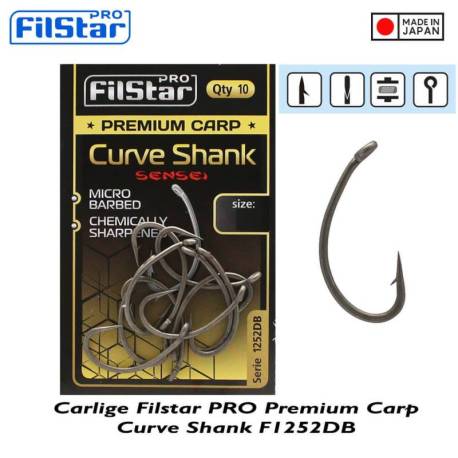 Carlige FILSTAR PRO Premium Carp Curve Shank F1252DB, nr. 8, 10buc/plic