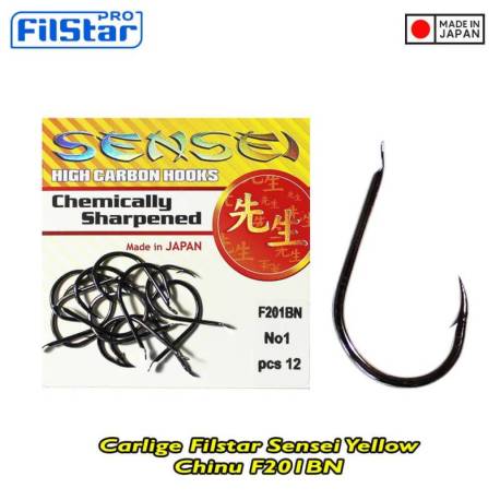 Carlige FILSTAR Sensei Yellow Chinu F201BN, nr. 2, 13buc/plic