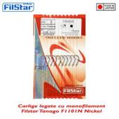 Filstar carlige legate cu monofilament 50cm, 0.12mm, F1101N, model Tanago, Nickel, marimea 12, 10buc/plic