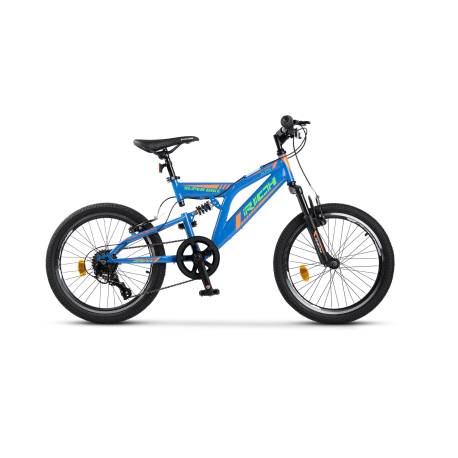 Bicicleta MTB-FS RICH Alpin R2049A, Roti 20", Albastru/Verde/Portocaliu