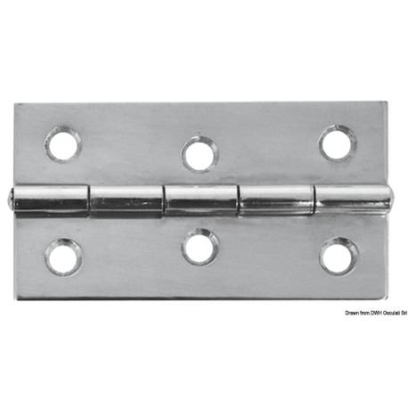 Mirror polished SS rectangular hinge 75x40 mm