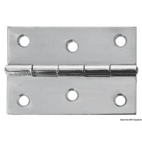 Mirror polished SS rectangular hinge 75x50 mm (Blister 2 pcs)