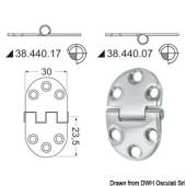 Balama din inox 2mm, montare incasata, 47x30mm