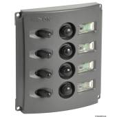 Panou electric cu sigurante automate si LED dublu, 12V, 4 comutatoare