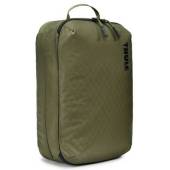 Saculet de depozitare cu 2 compartimente THULE Compression Packing Cube mediu, khaki