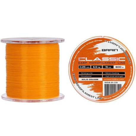 Fir monofilament BRAIN Classic Carp Line Solid Orange 600m, 0.25mm, 6.6kg