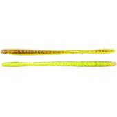 Vierme siliconic LIVETARGET Straight Tail Worm 14cm, Chartreuse/Brown, 10buc/plic