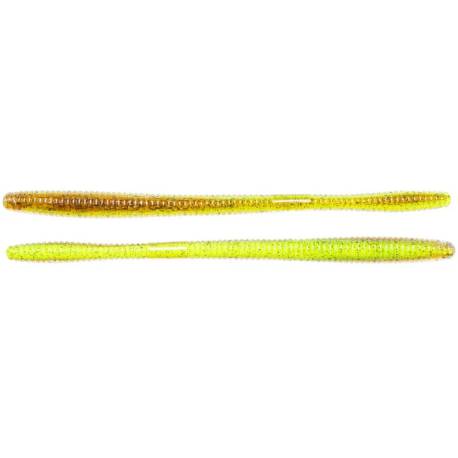 Vierme siliconic LIVETARGET Straight Tail Worm 14cm, Chartreuse/Brown, 10buc/plic