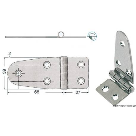 Balama inox finisat OSCULATI 38.217.40, 2x95x39mm