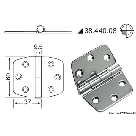 Balama inox finisat OSCULATI 38.440.08, 2x74x60mm