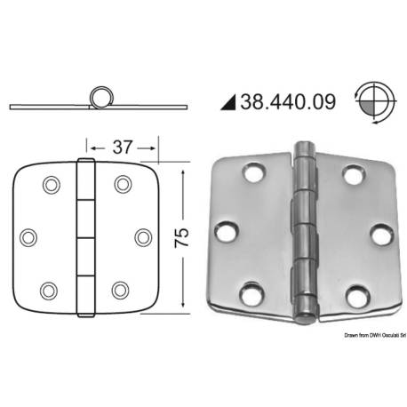 Balama inox finisat OSCULATI 38.440.09, 2x74x75mm