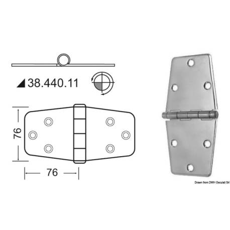 Balama inox finisat OSCULATI 38.440.11, 2x152x76mm