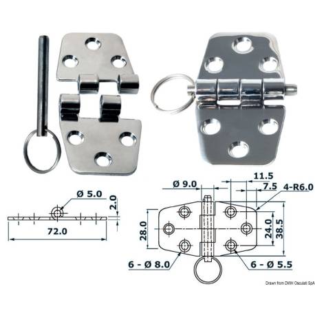 Balama inox finisat OSCULATI 38.441.51, 2x72x38.5mm