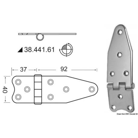 Balama inox finisat OSCULATI 38.441.61, 2x129x40mm