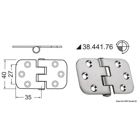 Balama inox finisat OSCULATI 38.441.76, 2x70x39mm