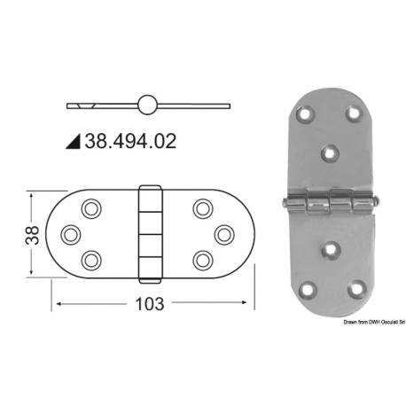 Balama inox finisat OSCULATI 38.494.02, 2x103x38mm