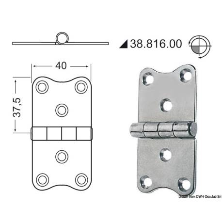 Balama inox finisat OSCULATI 38.816.00, 2x75x40mm