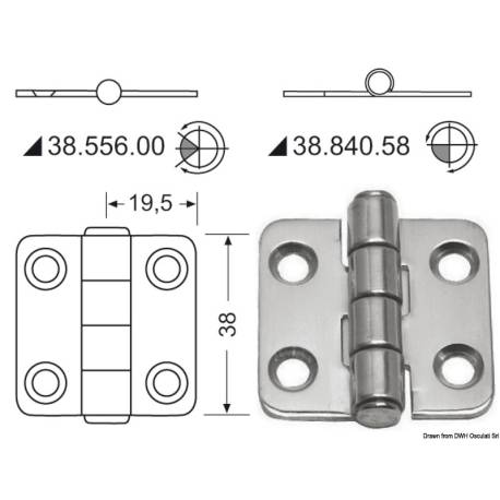 Balama inox finisat OSCULATI 38.840.58-S, 2x38x39mm, bulk 2 bucati