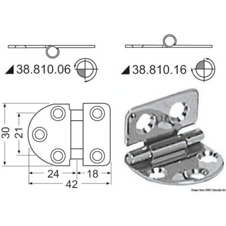 Balama inox finisat OSCULATI 38.810.16-S, 2x42x30mm, bulk 2 bucati