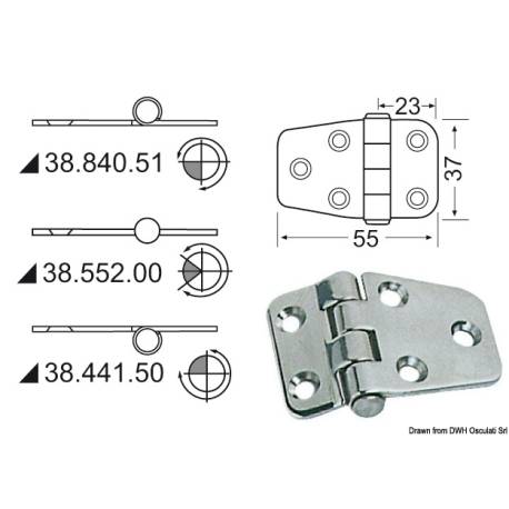 Balama inox finisat OSCULATI 38.840.51-S, 2x55x37mm, bulk 2 bucati